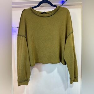SHEIN Olive Green cropped sweatshirt lightweight 1X